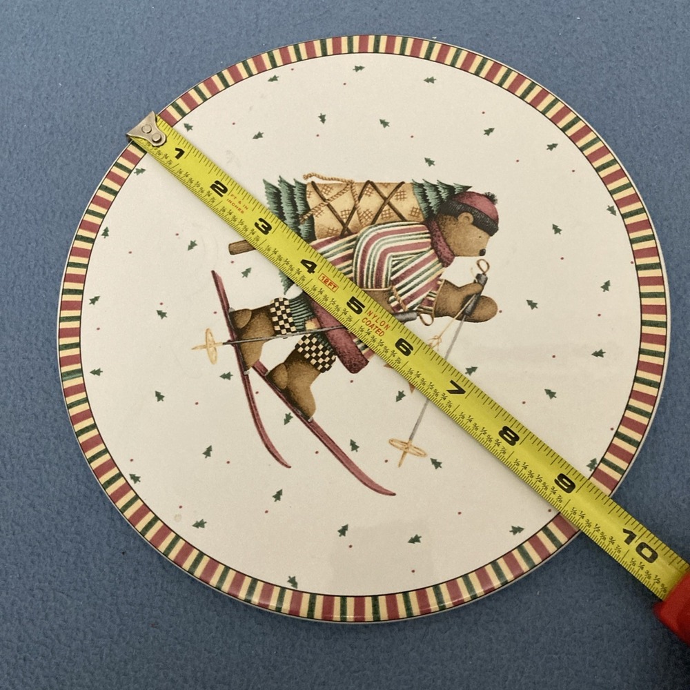 Sakura Debbie Mumm "Sledding Characters" Bear Round 9.5" Trivet Tray Cake Plate‎ - Picture 6 of 7